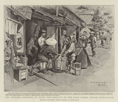 The Cholera Epidemic in Japan, the Removal of the Dead under Police Supervision by Charles Edwin Fripp